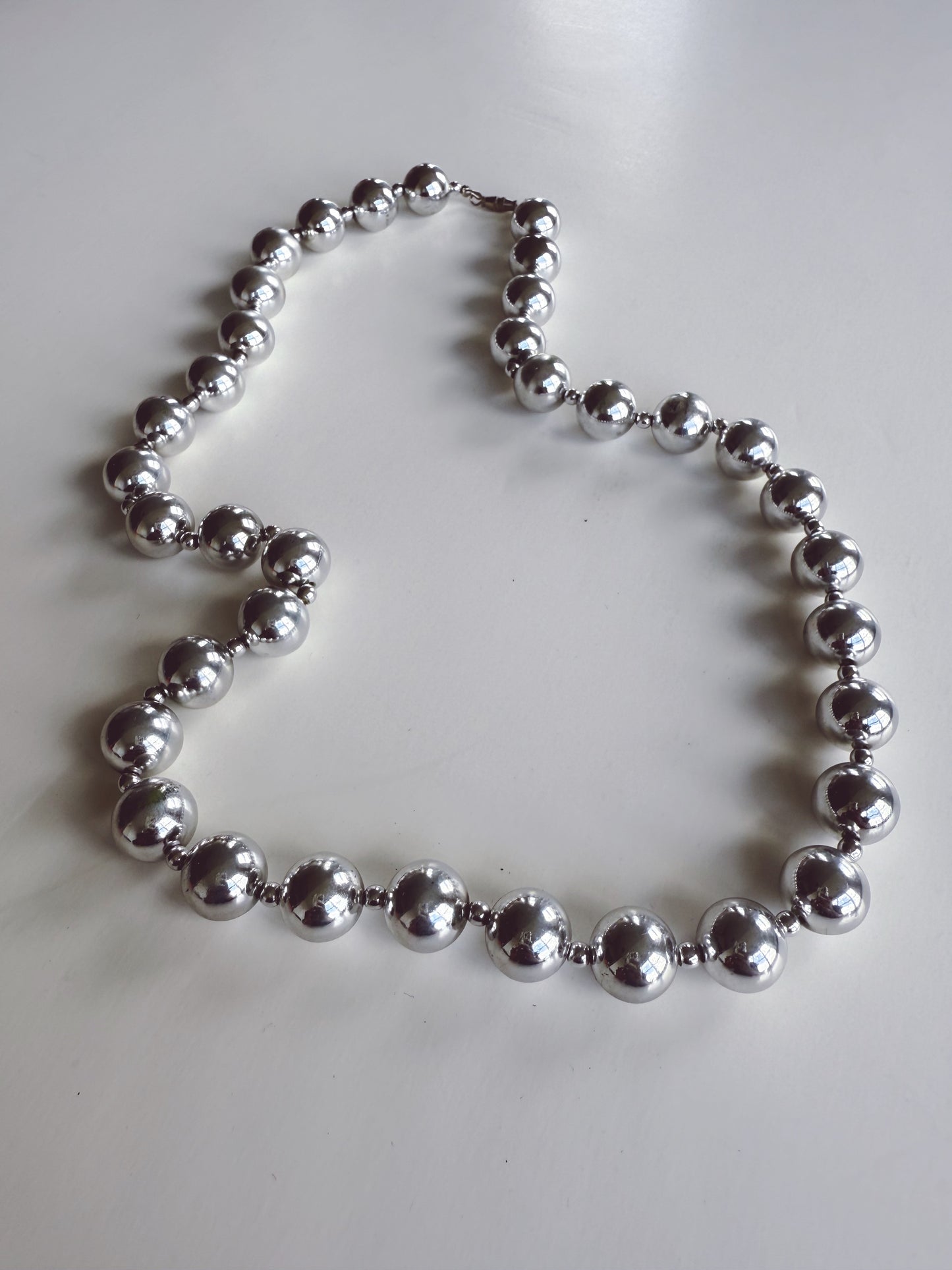 Silver Pearl Bead Necklace Costume Jewelry
