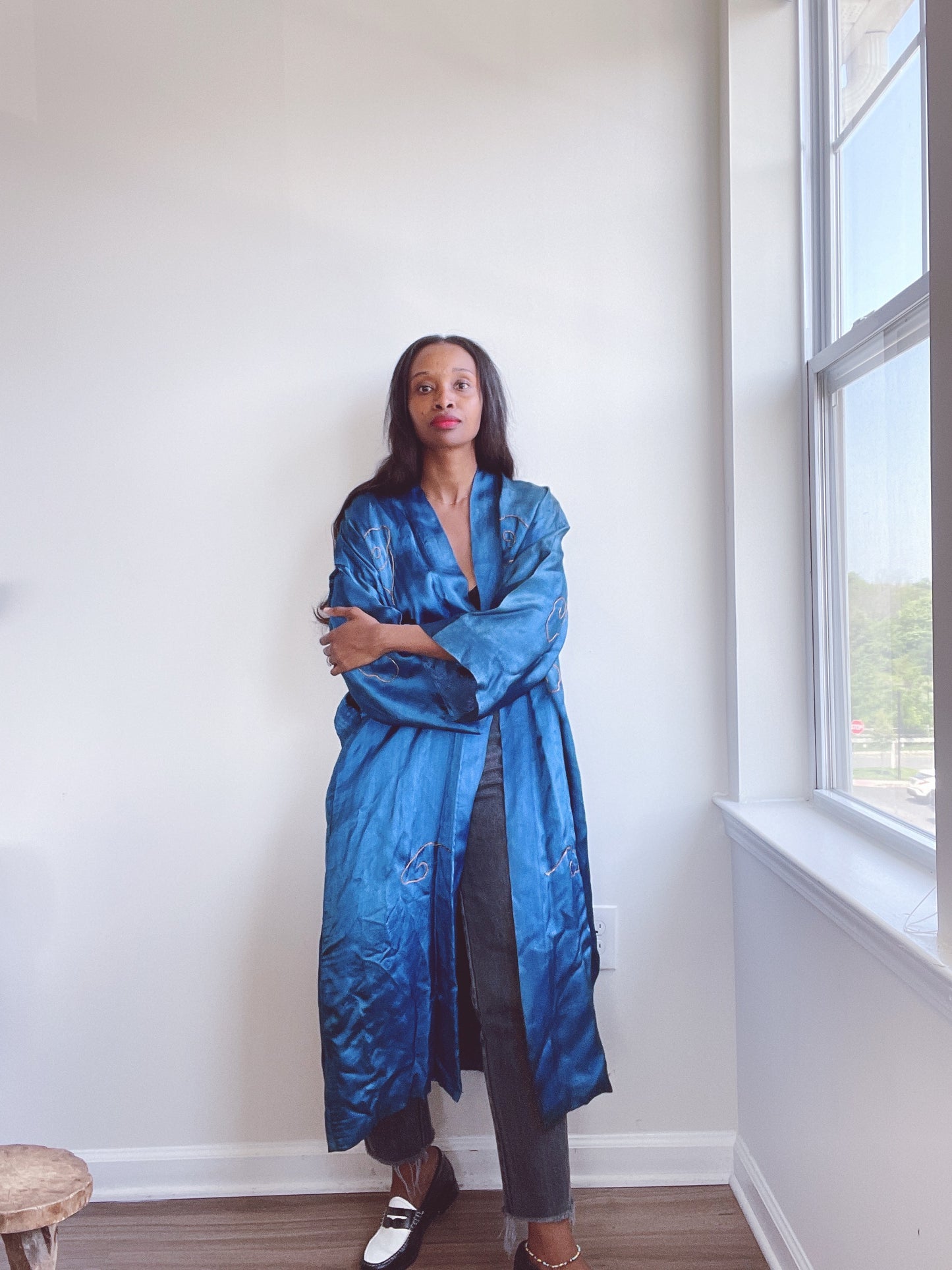 Vintage Embroidered Dragon Kimono Robe