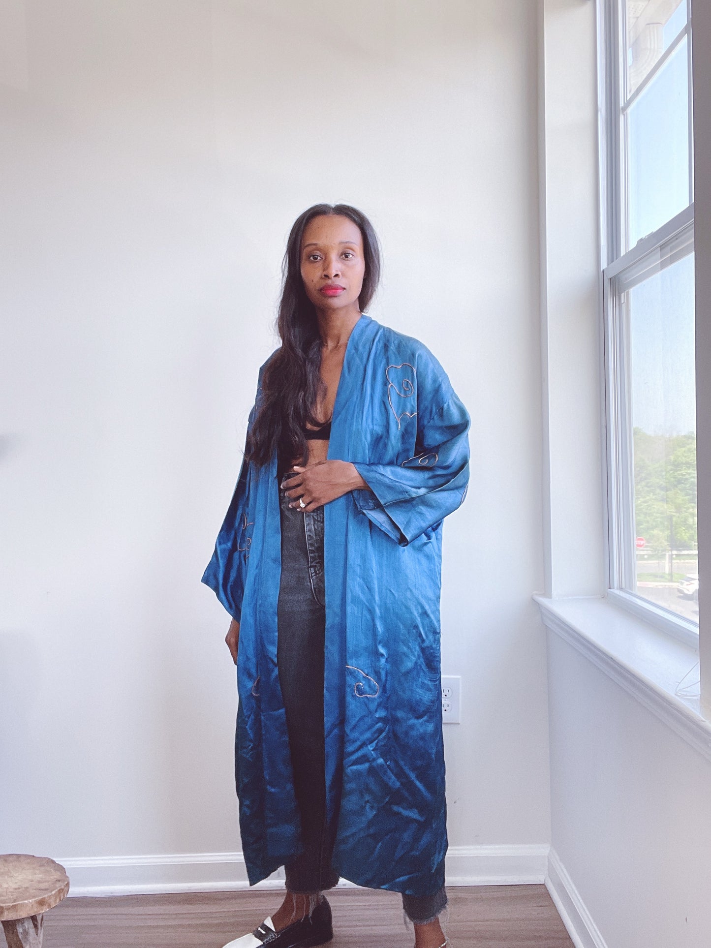 Vintage Embroidered Dragon Kimono Robe
