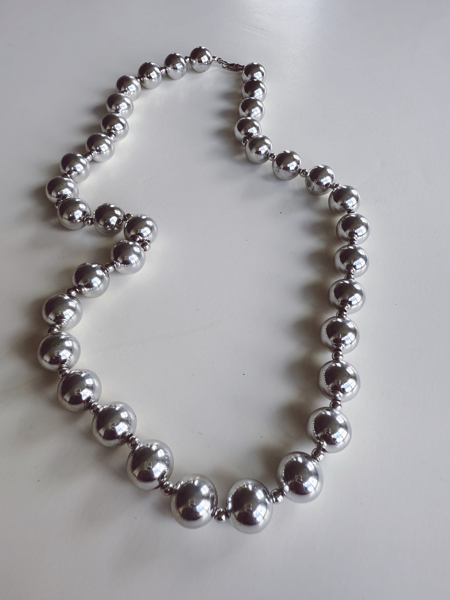 Silver Pearl Bead Necklace Costume Jewelry