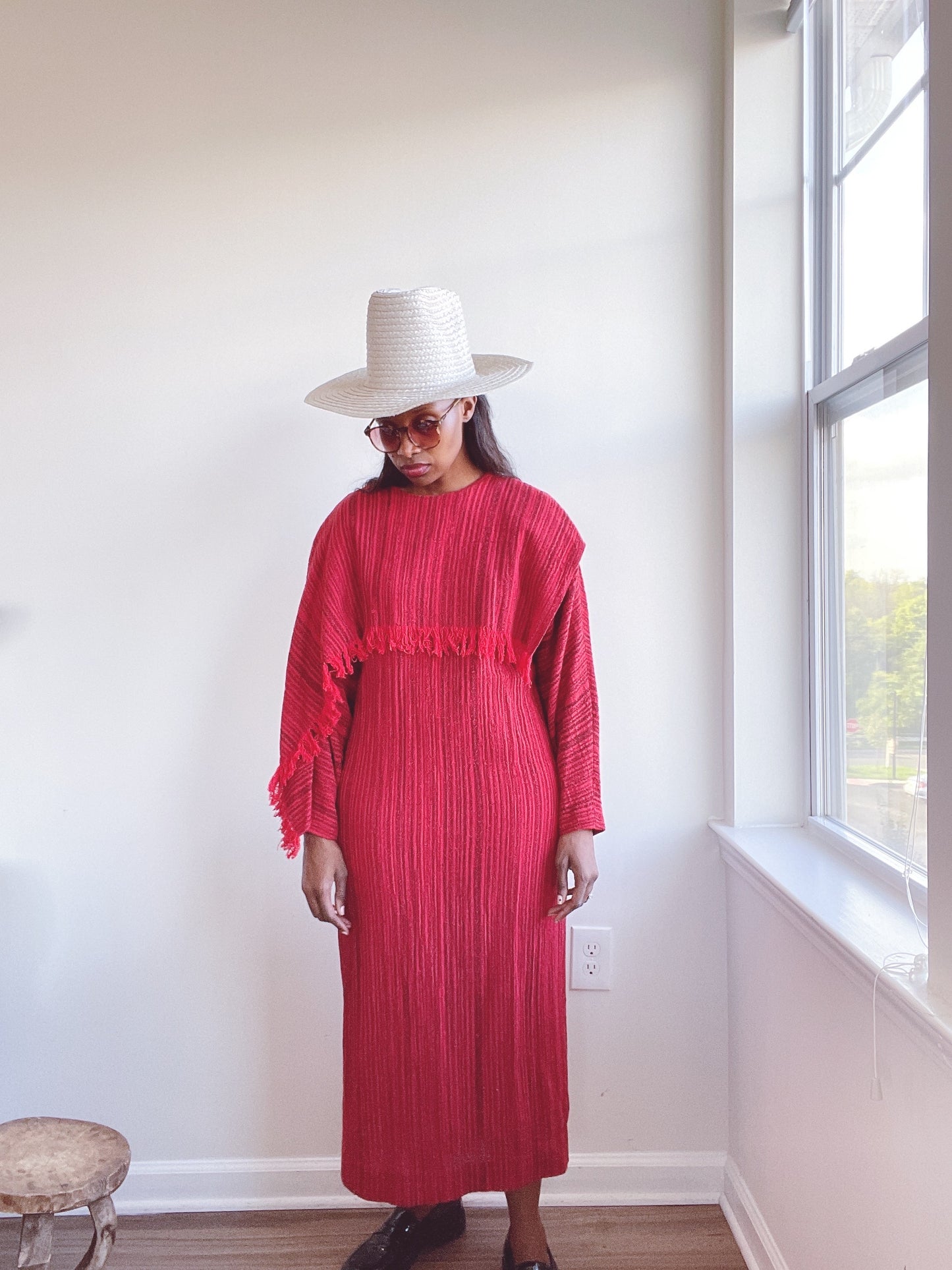 Red Woven Vintage Dress