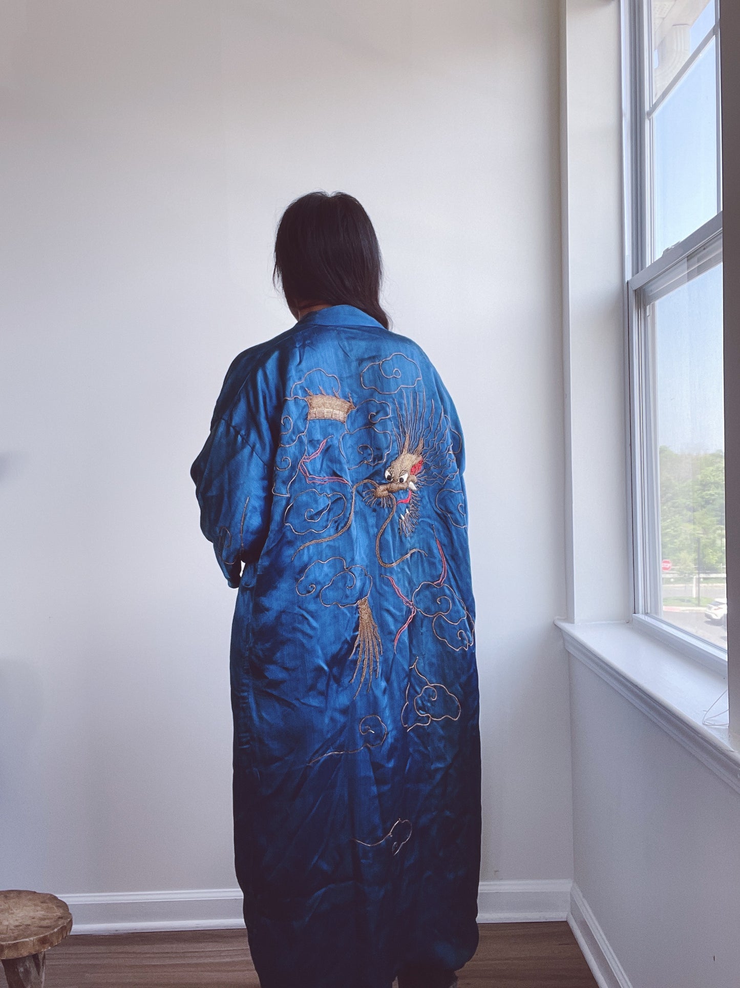 Vintage Embroidered Dragon Kimono Robe