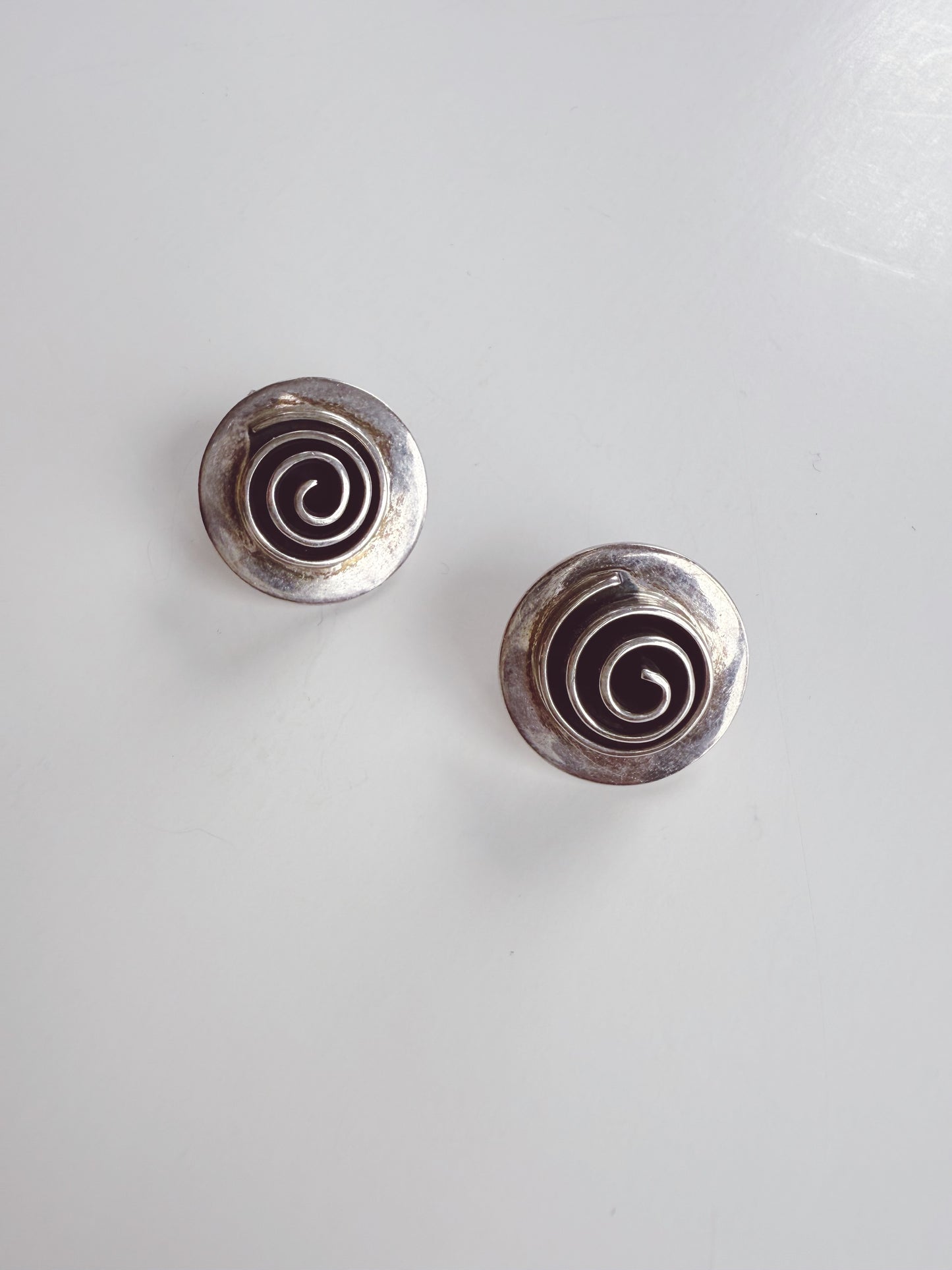 Vintage Sterling Silver Modernist Spiral Earrings