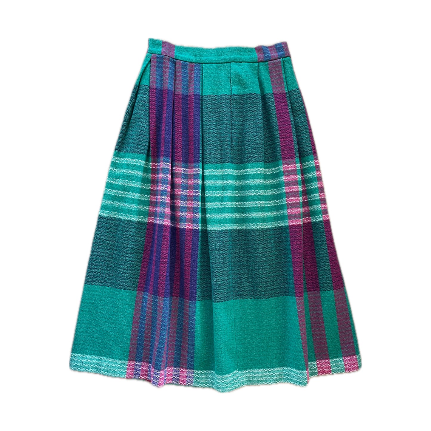Vintage Diane Von Furstenberg Green Purple Plaid Midi Skirt 8