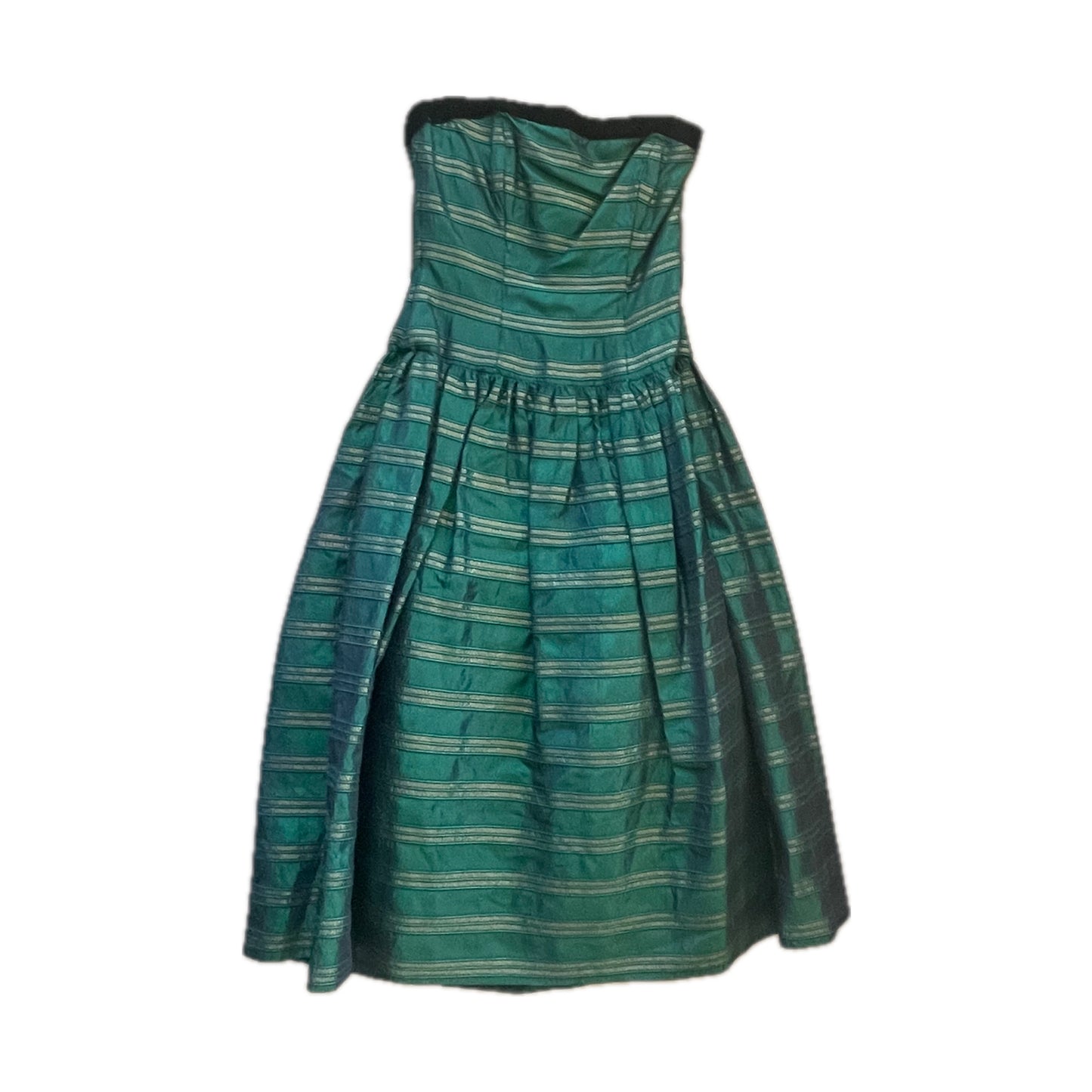 Striped Green and Teal Strapless Evening Dress S XS