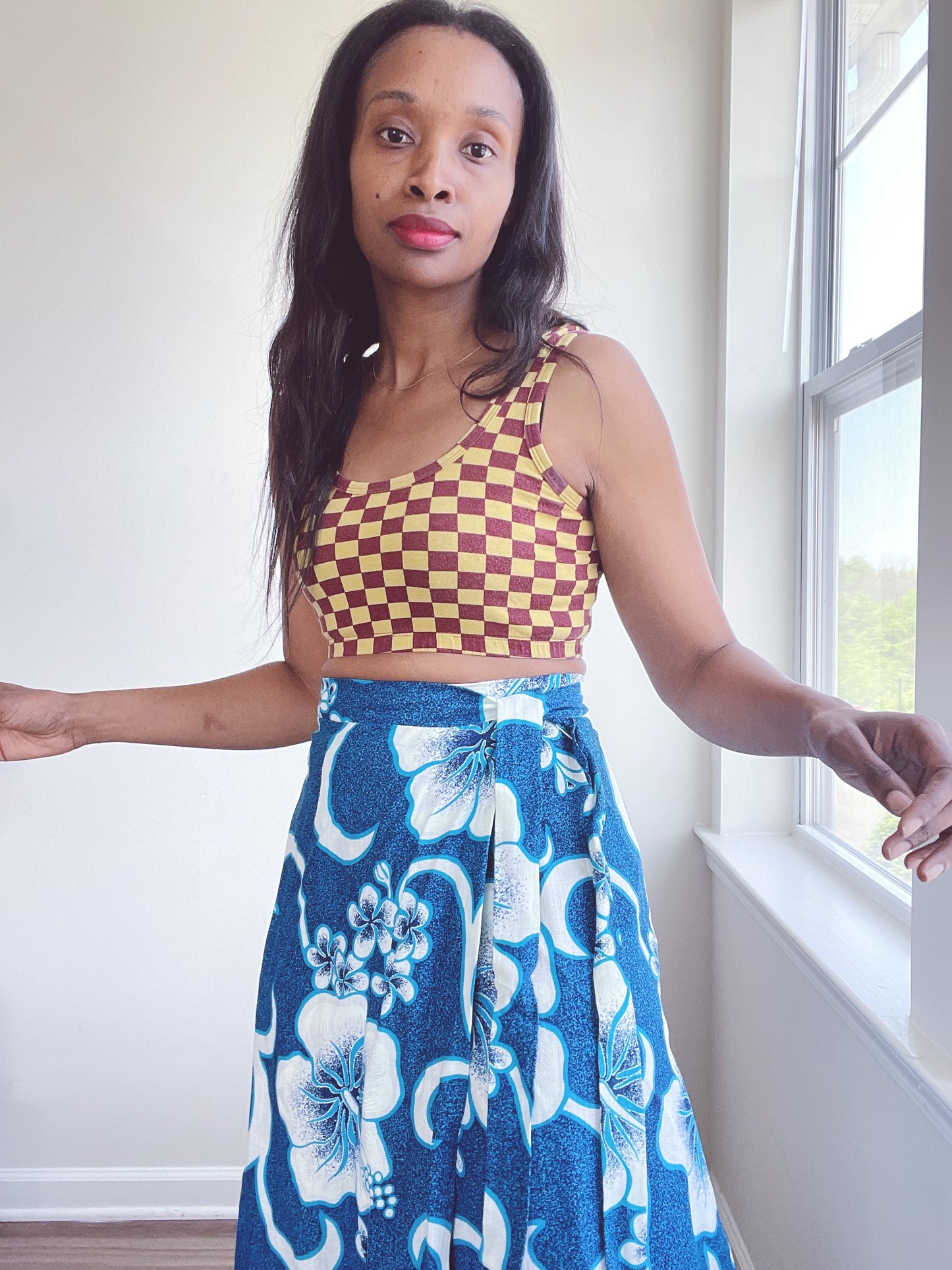 Hawaiian Floral Maxi Wrap Skirt