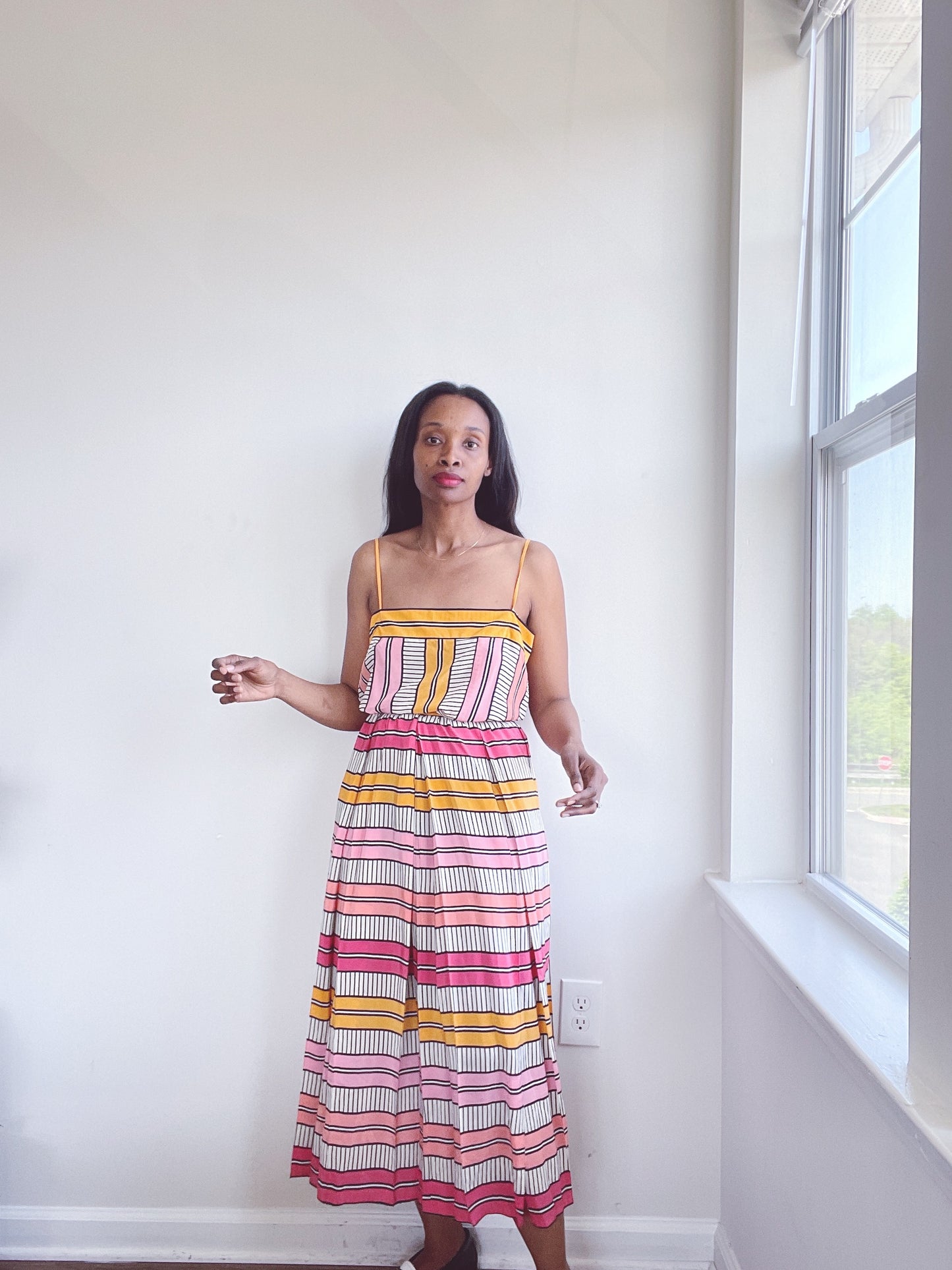 Vintage BILL HAIRE Silk Striped Skirt Set