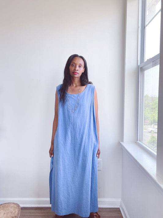 Vintage Linen Periwinkle Dress