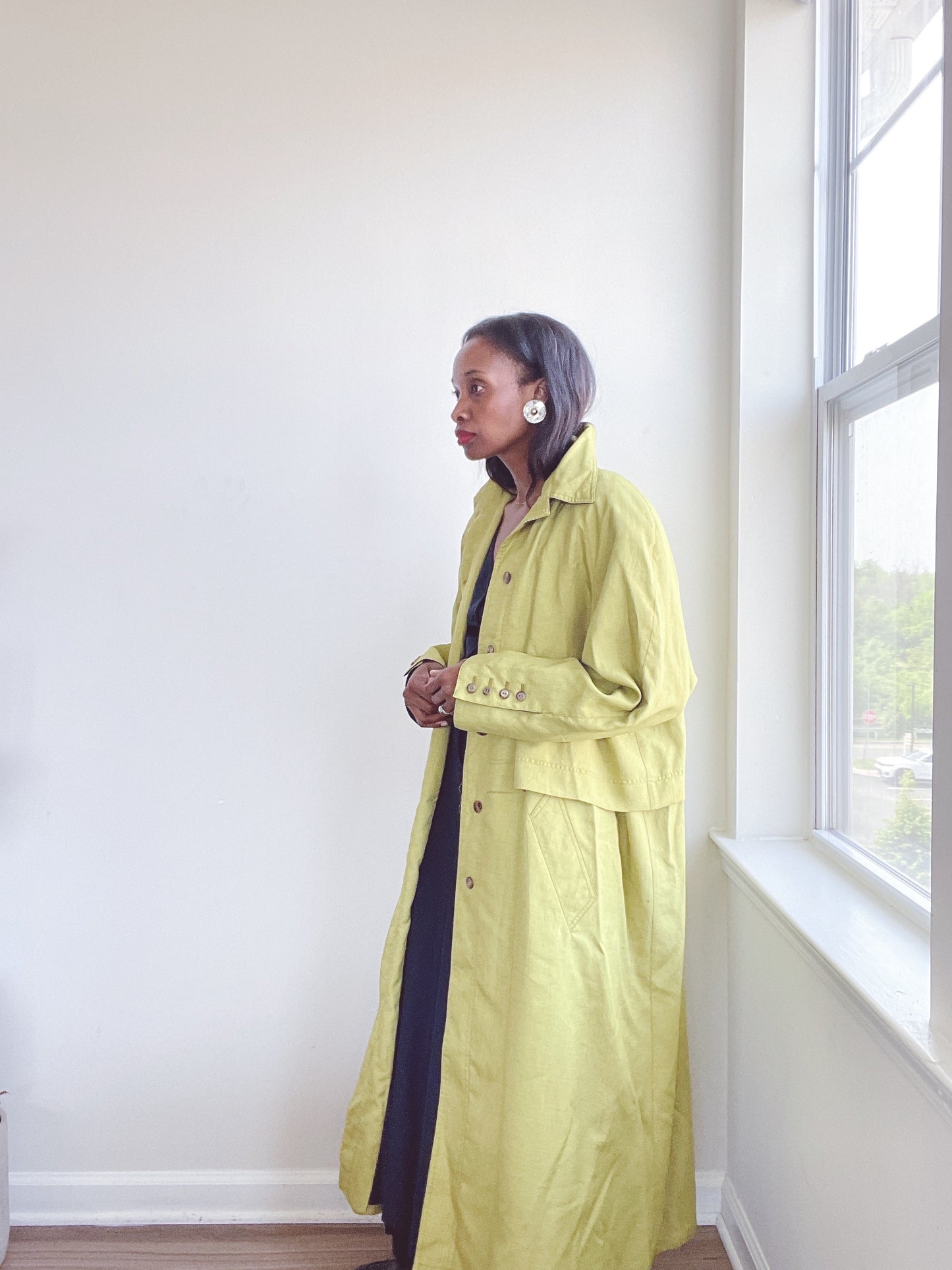 Vintage Chartreuse Trench Coat