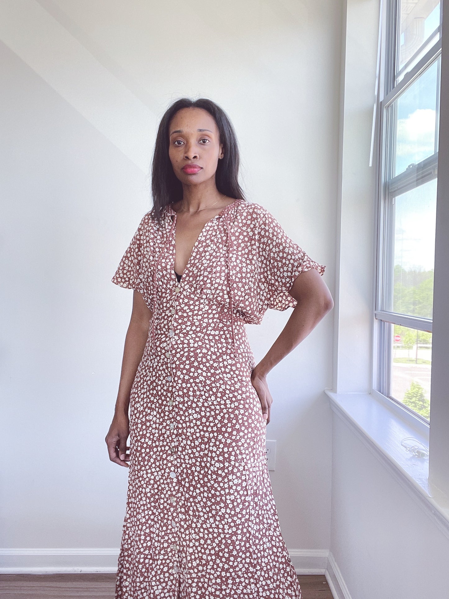 40s Style Rayon Floral Garden Dress