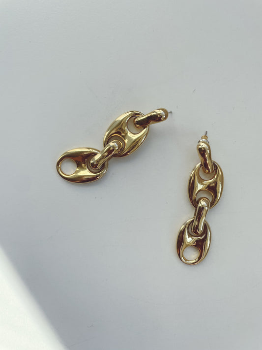 Gold Tone Link Zipper Earrings