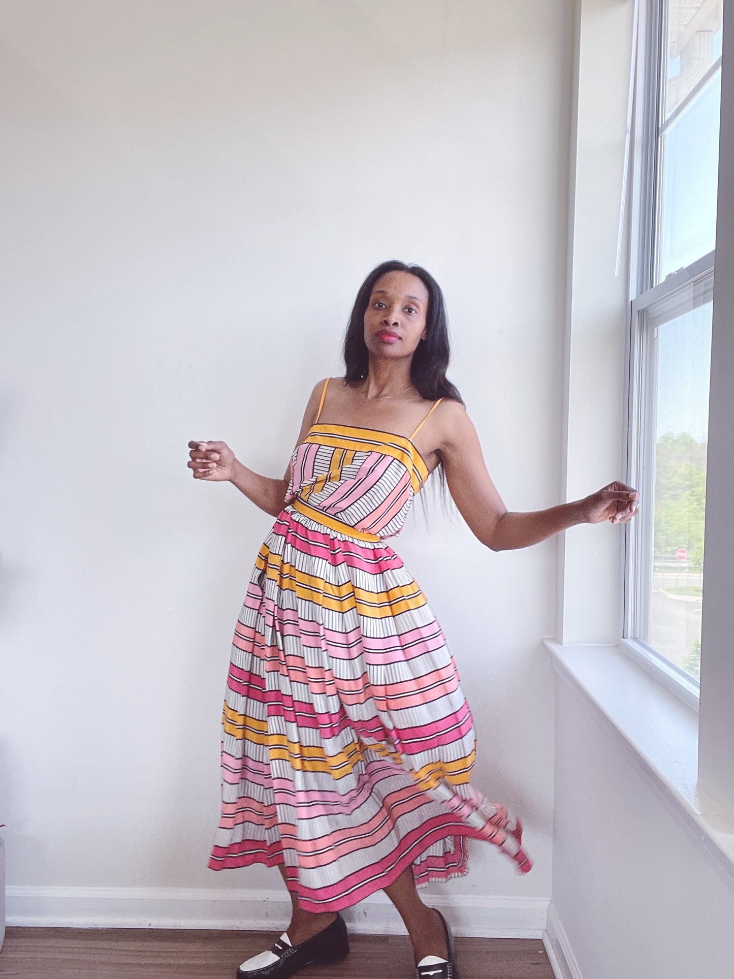 Vintage BILL HAIRE Silk Striped Skirt Set