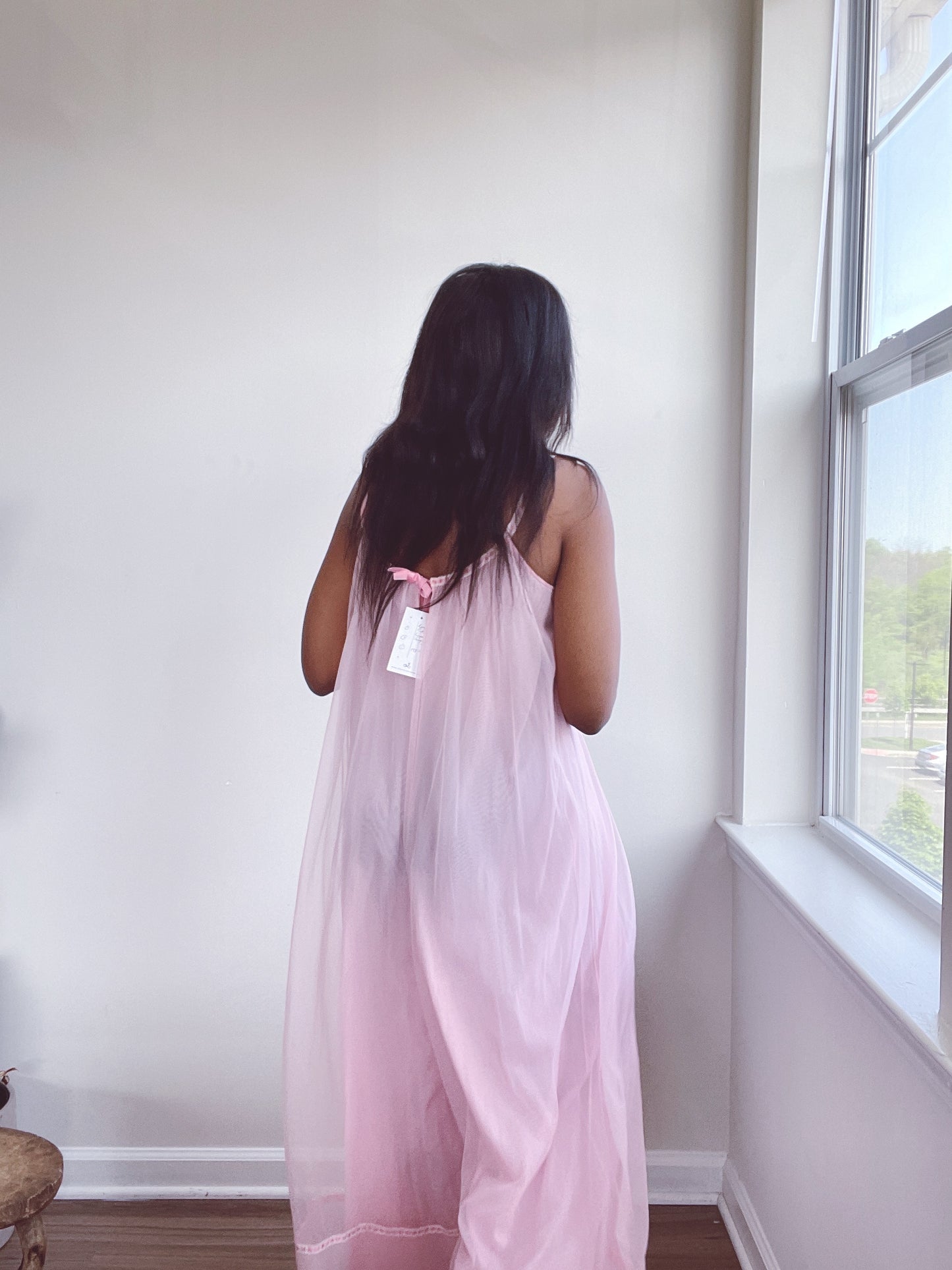 Pink Embroidered Nightgown Jumpsuit