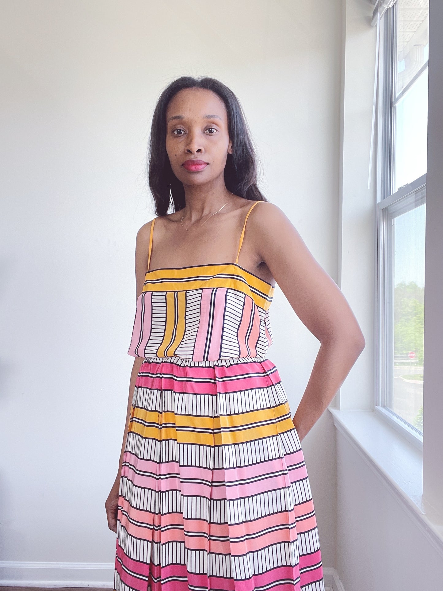 Vintage BILL HAIRE Silk Striped Skirt Set