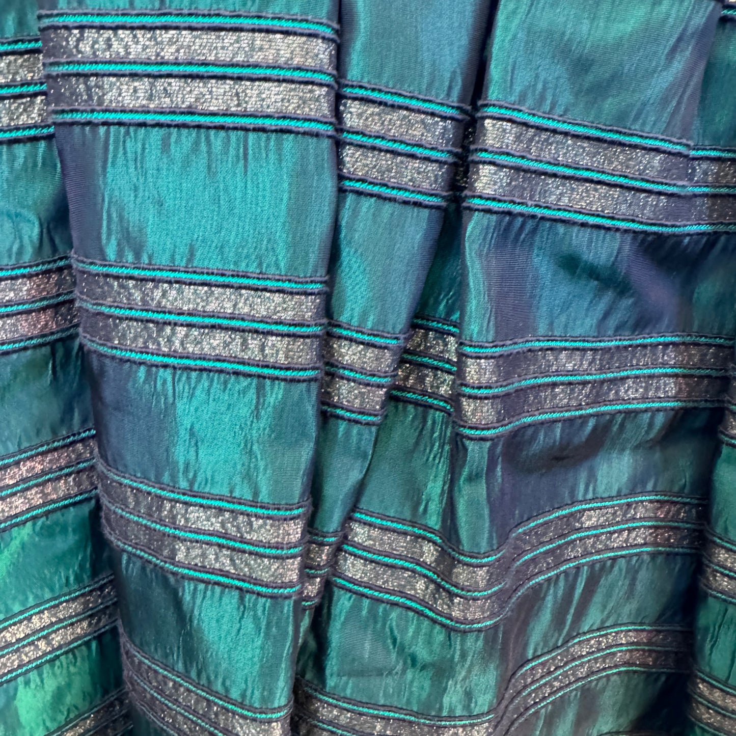 Striped Green and Teal Strapless Evening Dress S XS