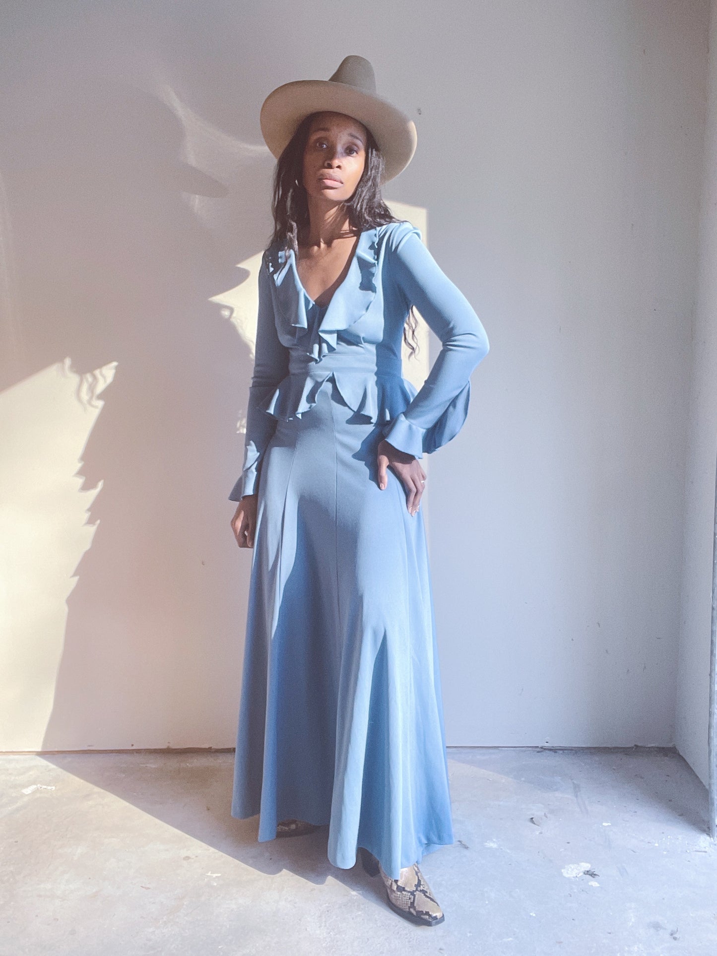 70s Ruffle Maxi Dress