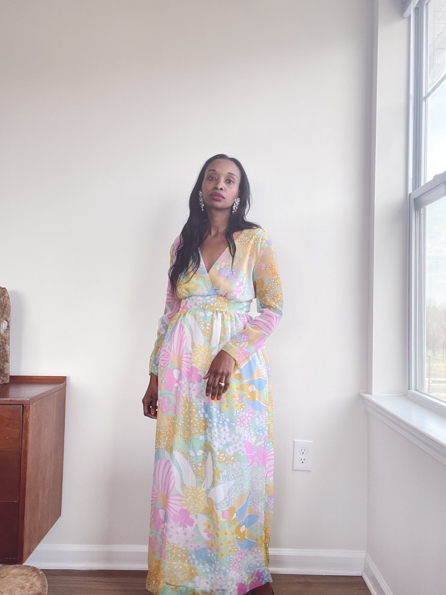 Whimsical Pastel 60s / 70s Maxi Dress