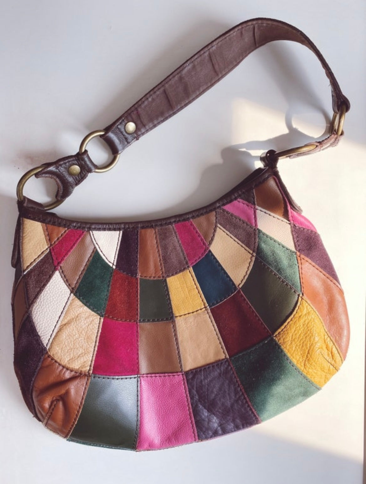 Vintage Check Patchwork Purse Bag Multicolored