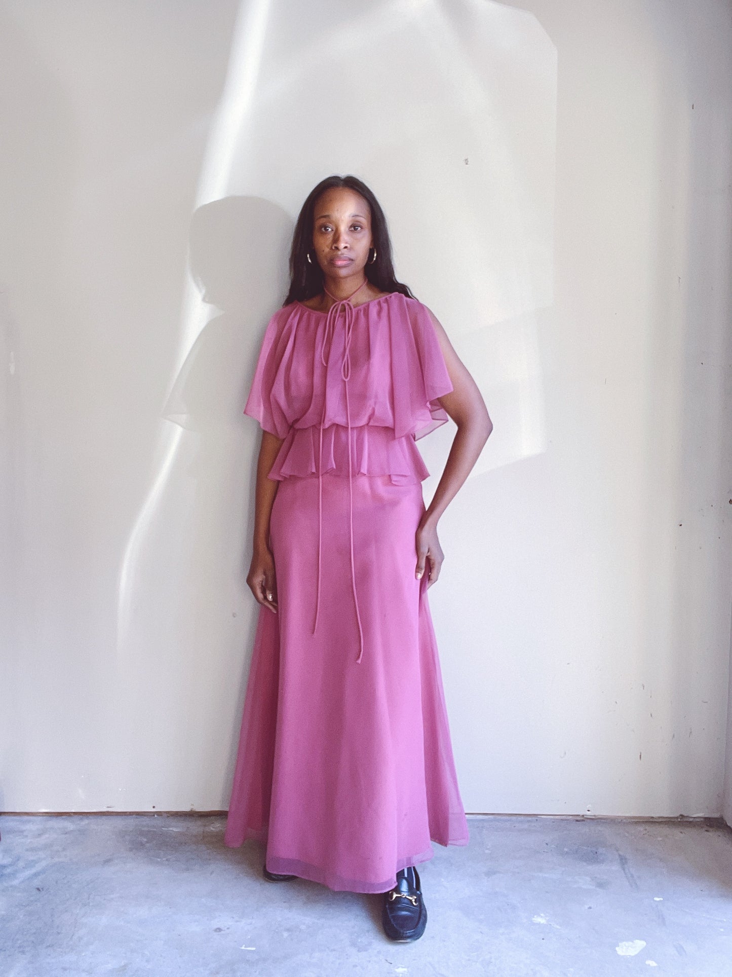 Romantic Ruffle Mauve Vintage Dress