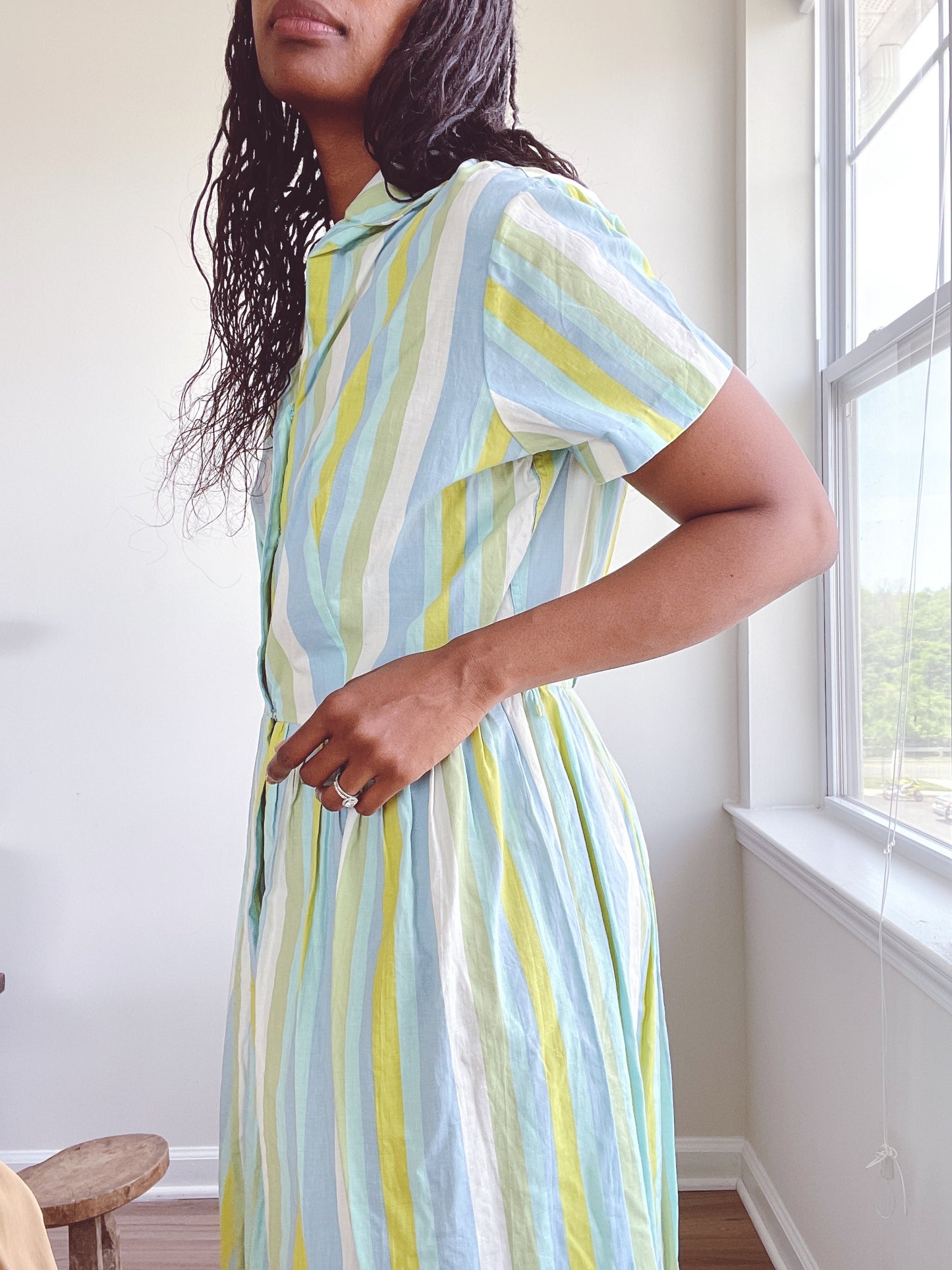 Striped Green Blue Vintage Dress