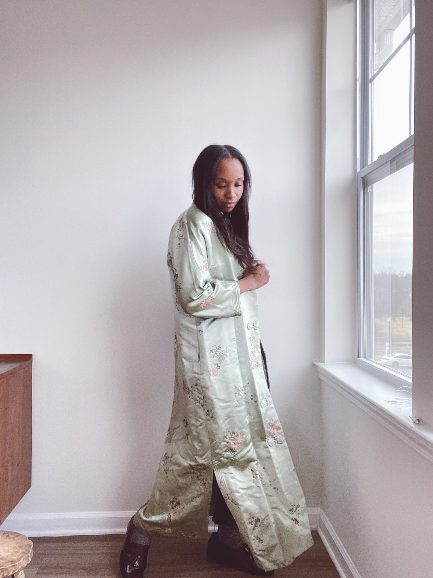 Vintage Asian Silk Duster Robe