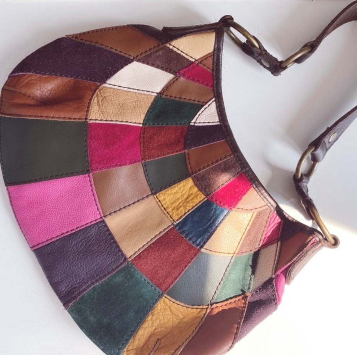 Vintage Check Patchwork Purse Bag Multicolored