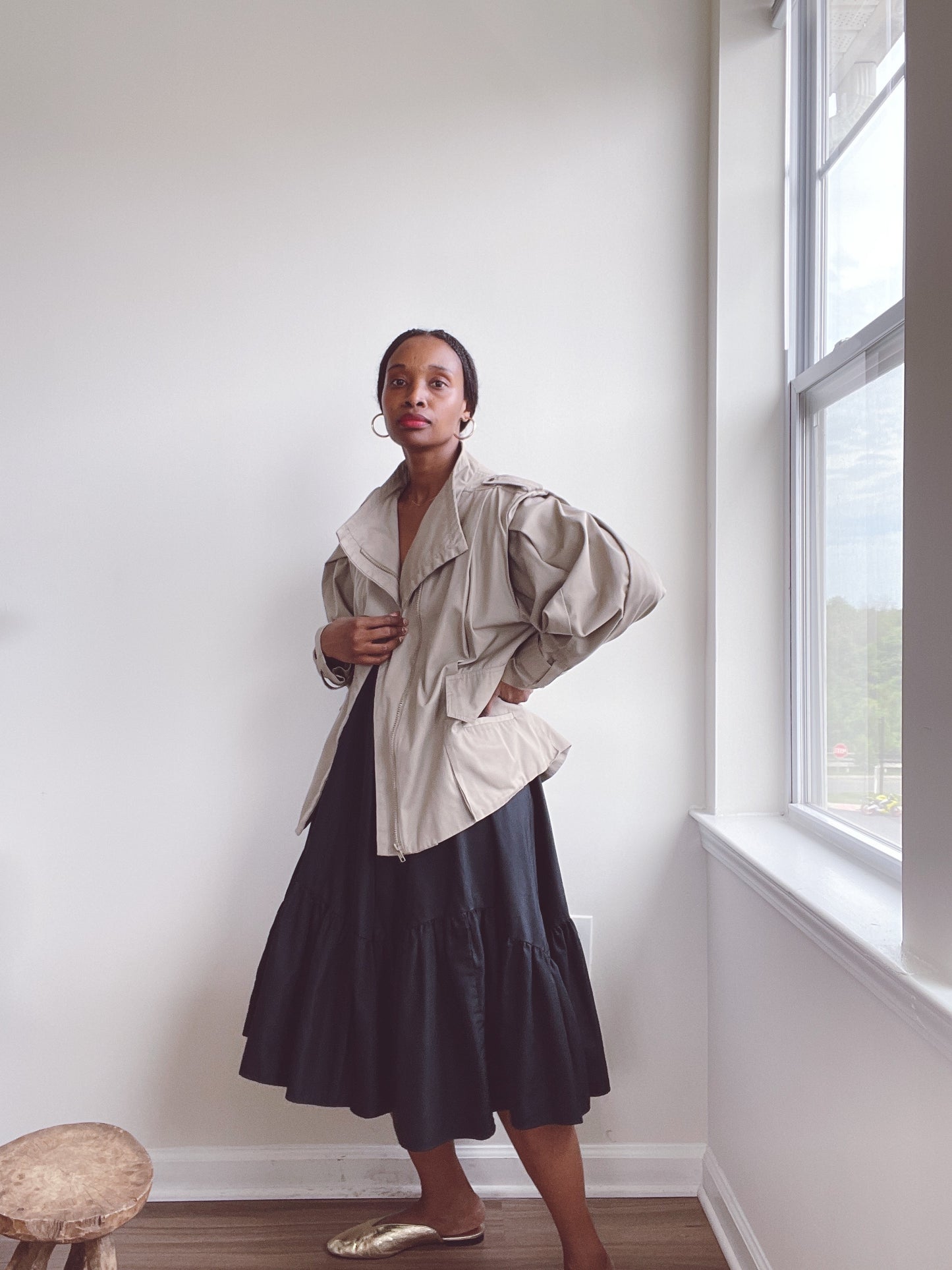 80s Cropped Trench Jacket