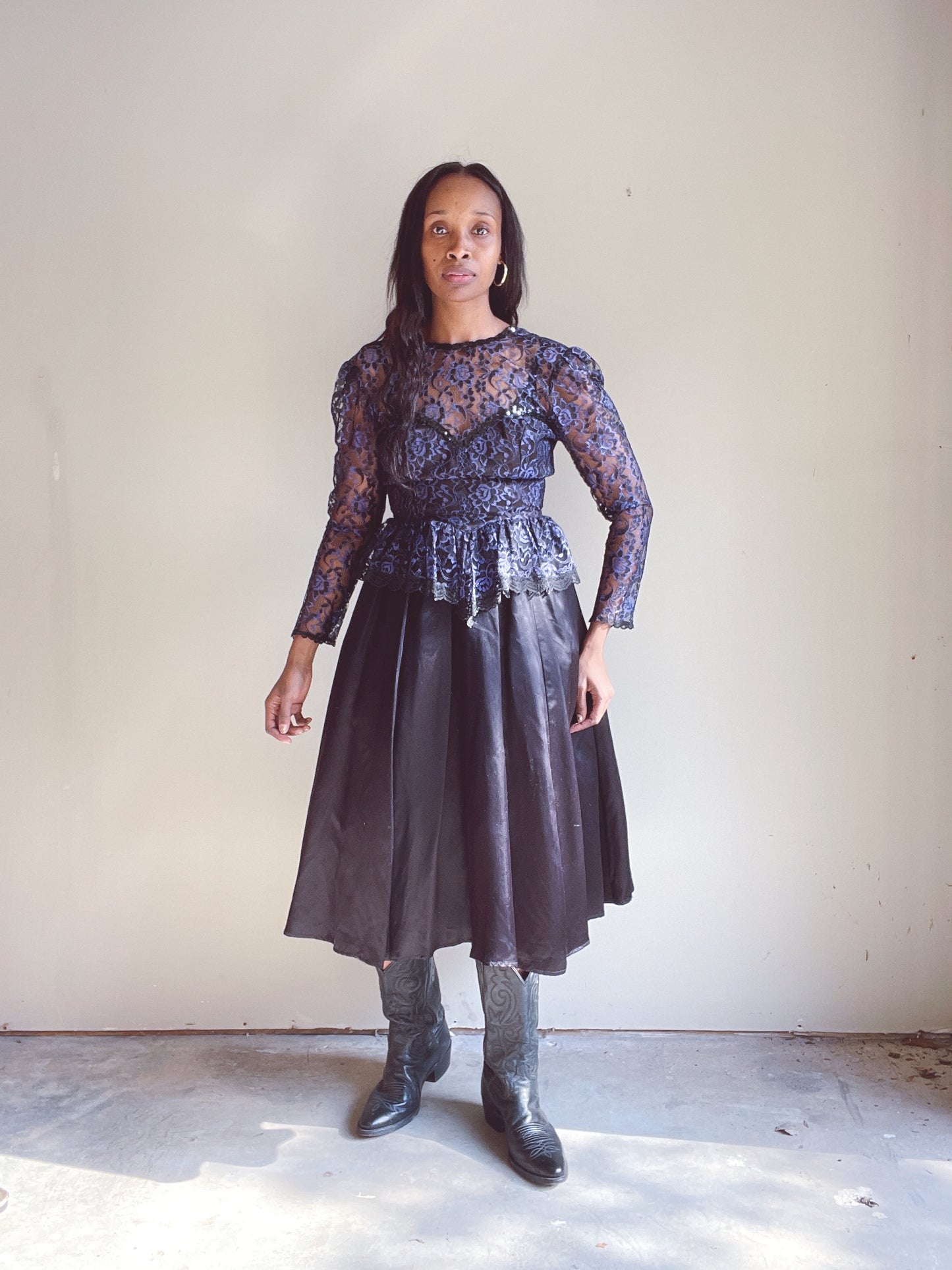 Gunne Sax Black Lace Dress