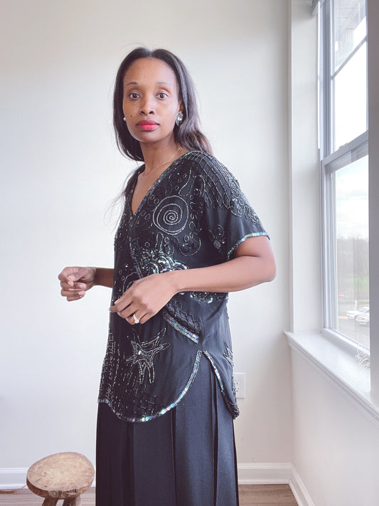 Beaded Silk Vintage Top