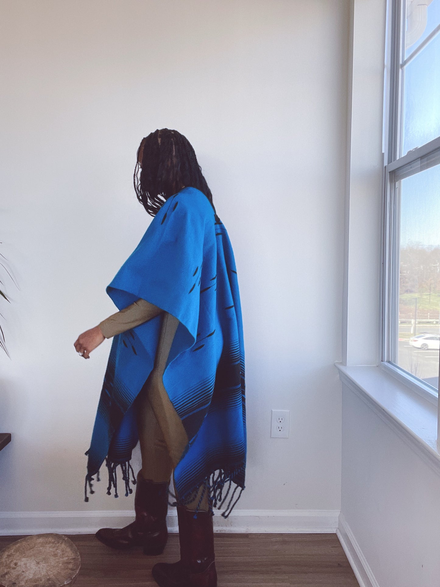 Vintage Woven Poncho Duster Cape Jacket