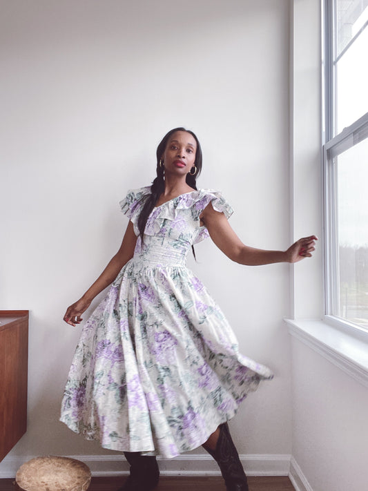 Vintage Floral Cotton Cottagecore Dress