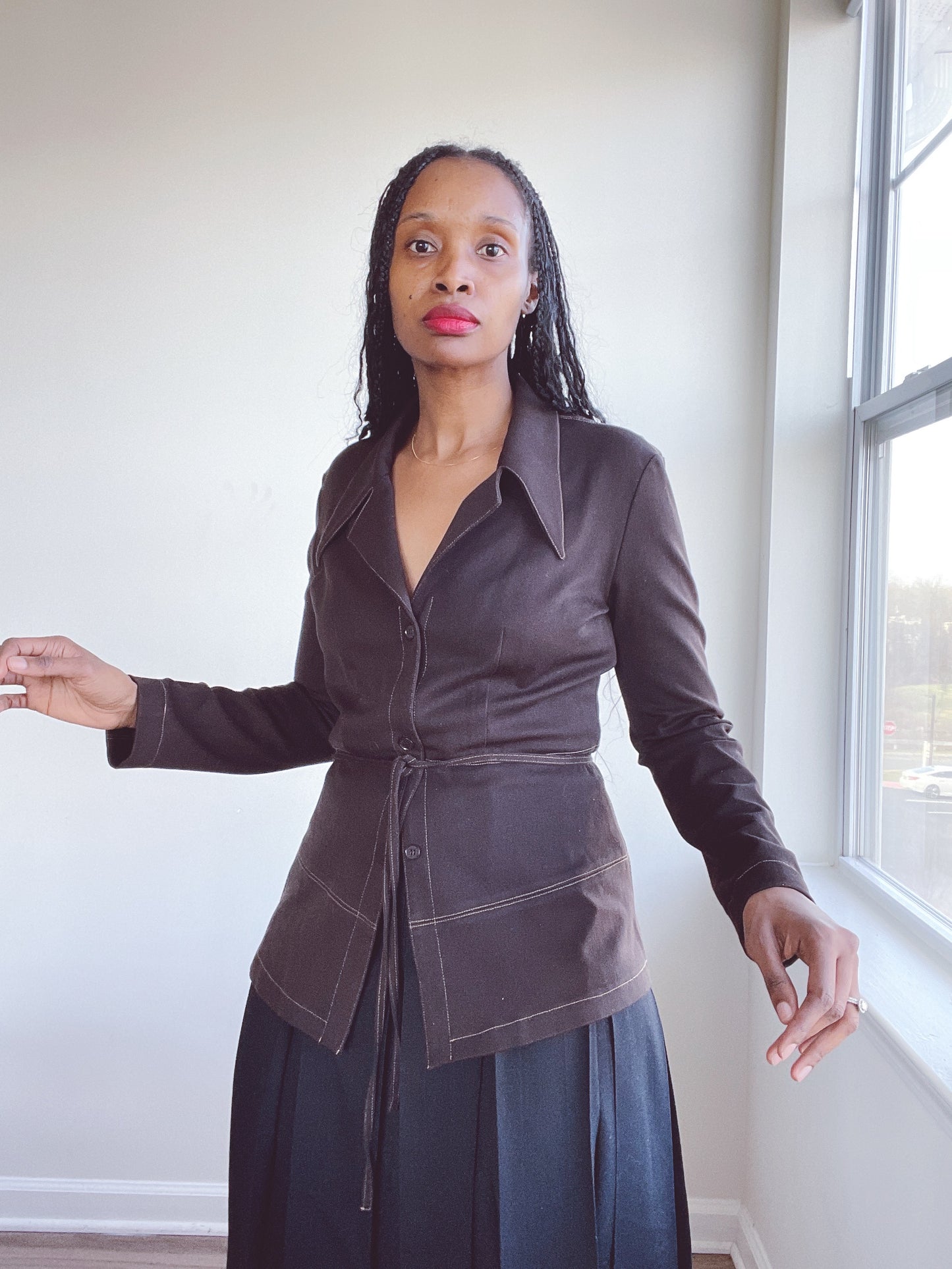 Vintage Dagger Collar Shirt Blazer