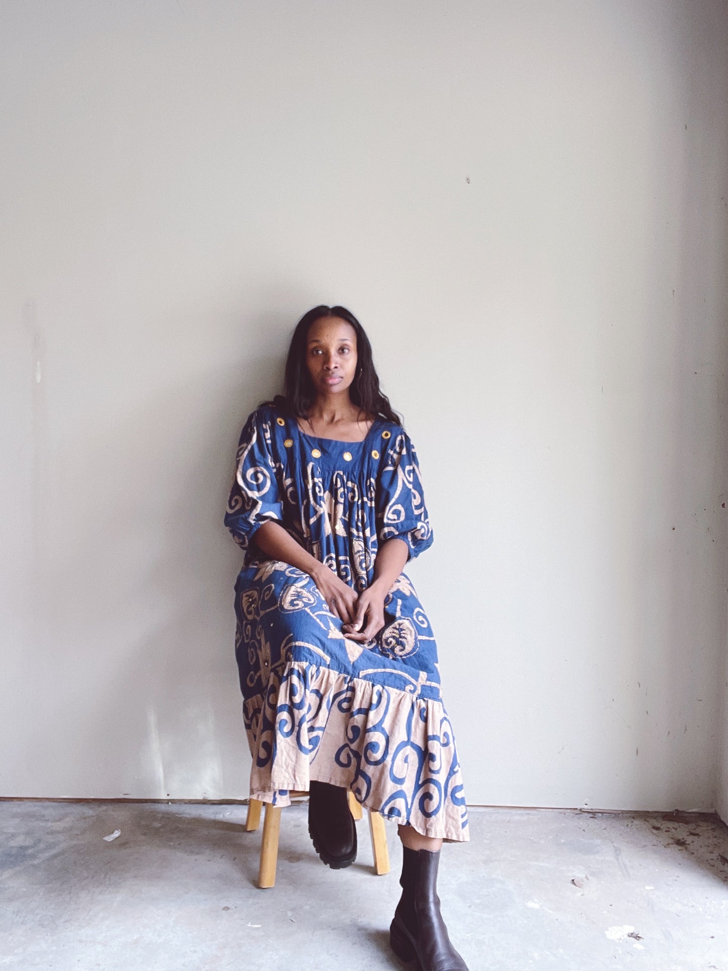 Ramona Rull 70s Indian Block Print Dress