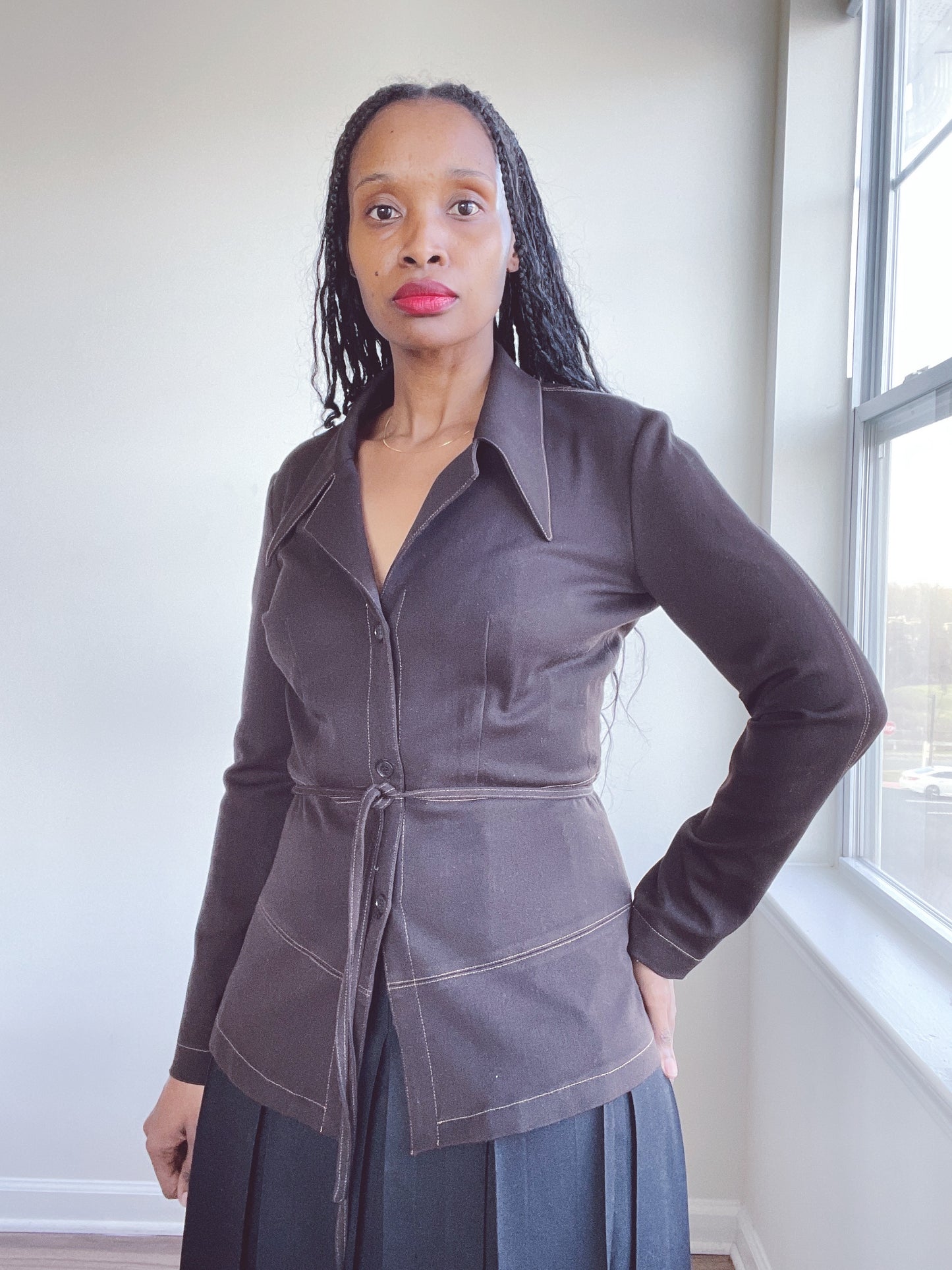 Vintage Dagger Collar Shirt Blazer