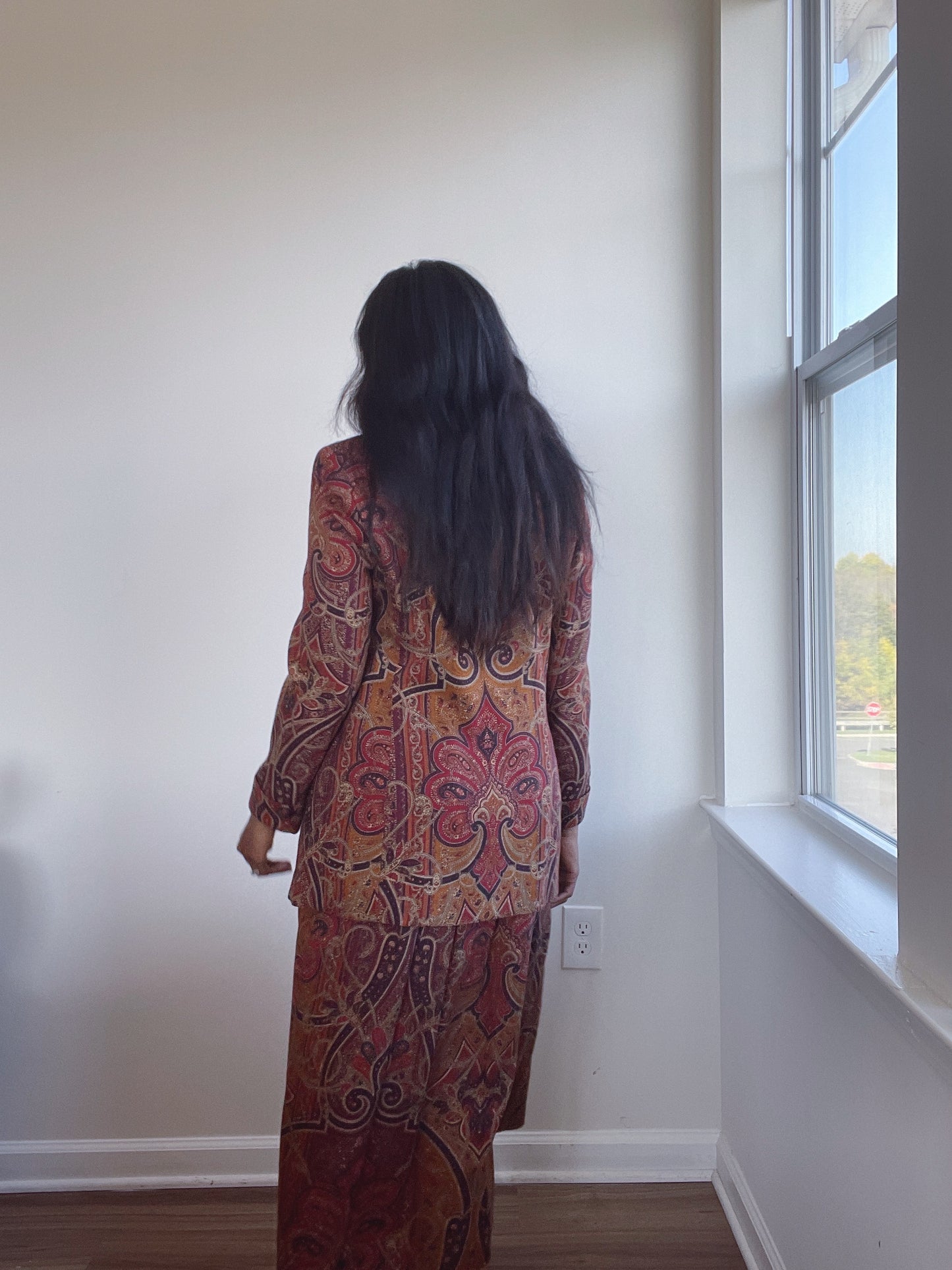 Vintage Paisley Skirt Suit 2 Pc