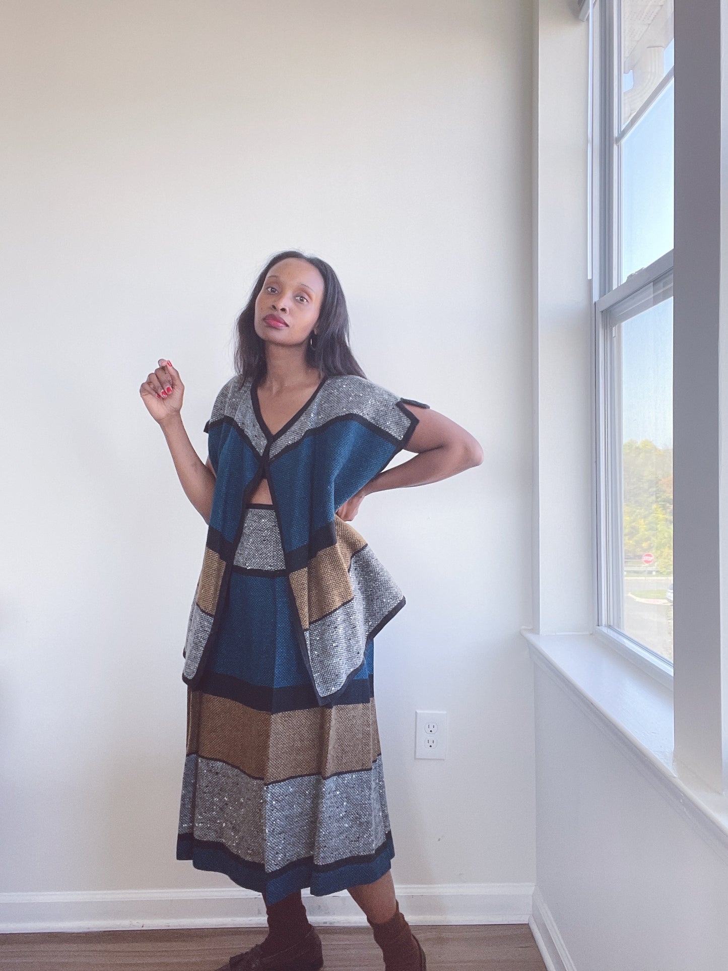 Vintage 2 Pc Skirt Duster Set