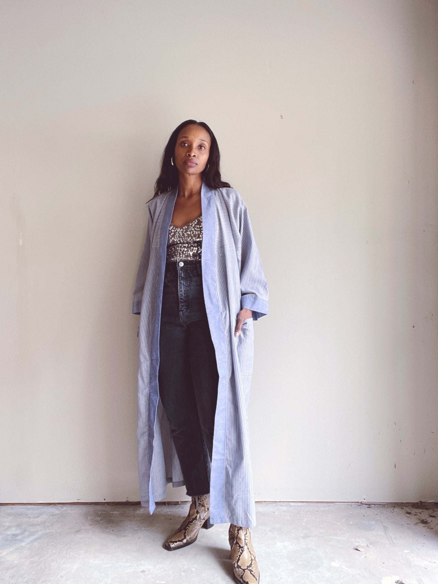 Vintage CHRISTIAN DIOR Striped Robe