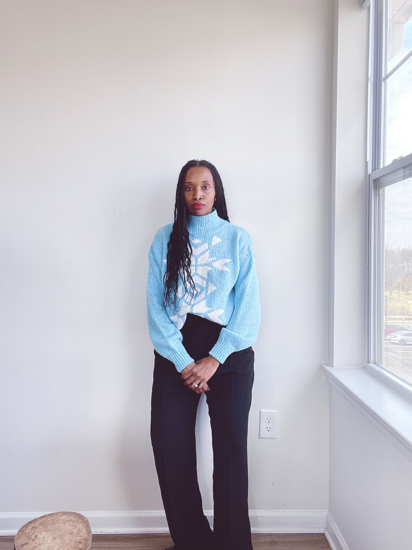 Vintage Snowflake Mockneck Sweater