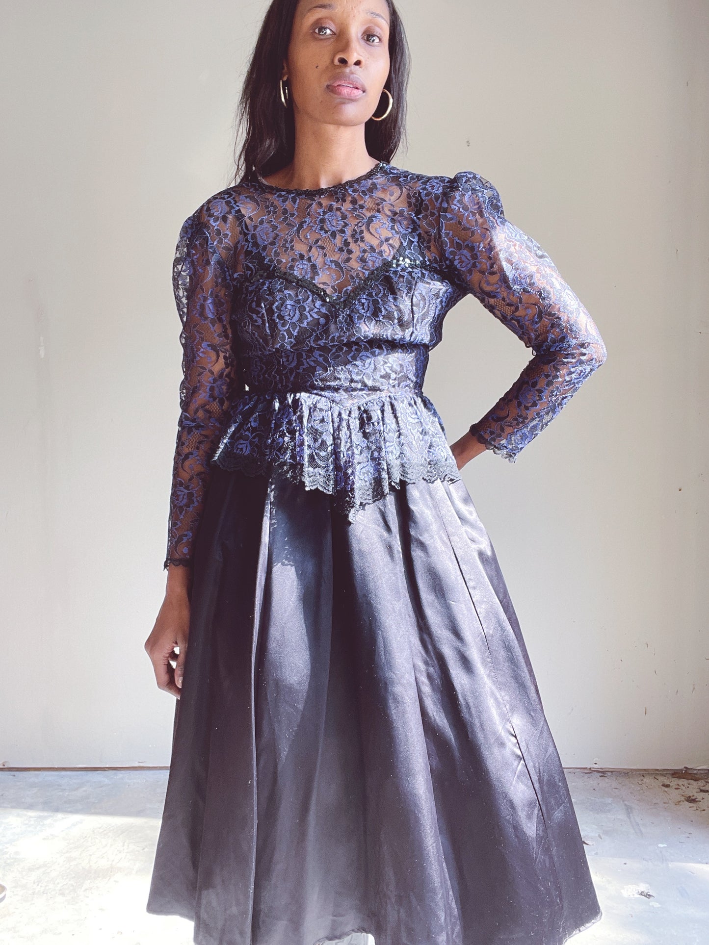 Gunne Sax Black Lace Dress