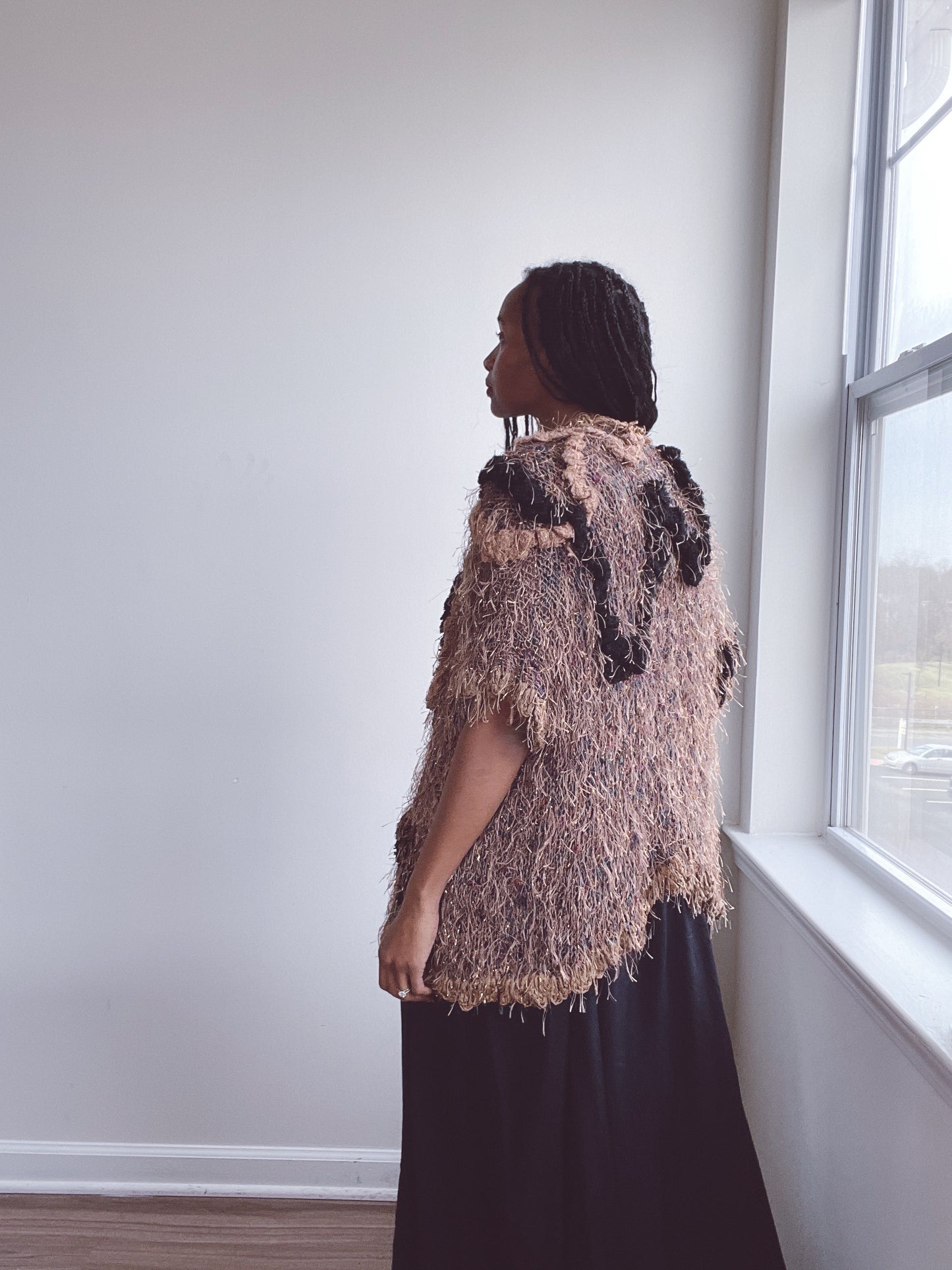 Knit Crochet Fringe Duster Cardigan