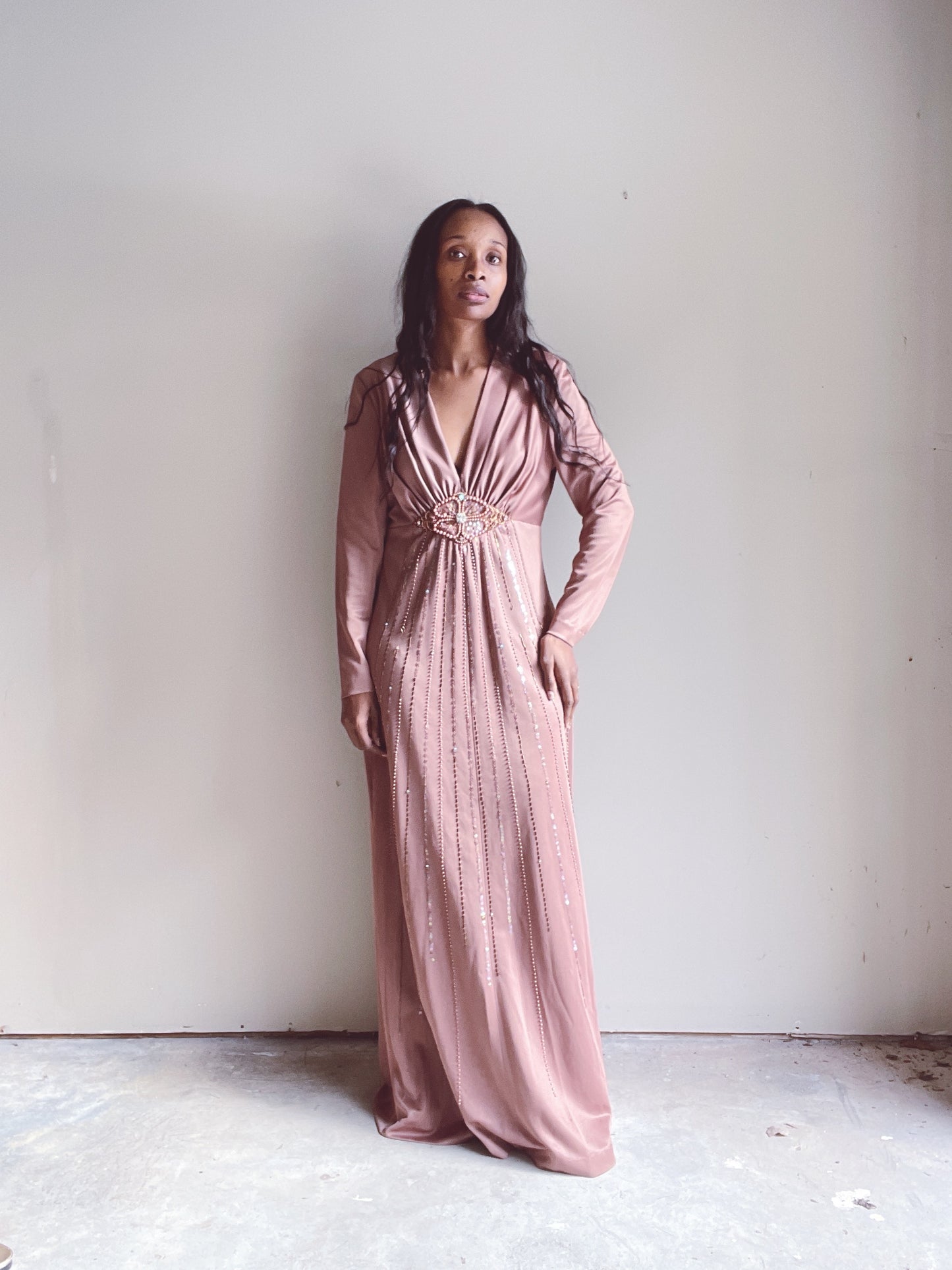 70s Evening Beaded Dress