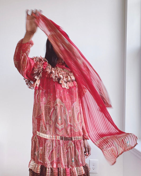 Reserved Diane Freis Drop Waist Ruffle Dress