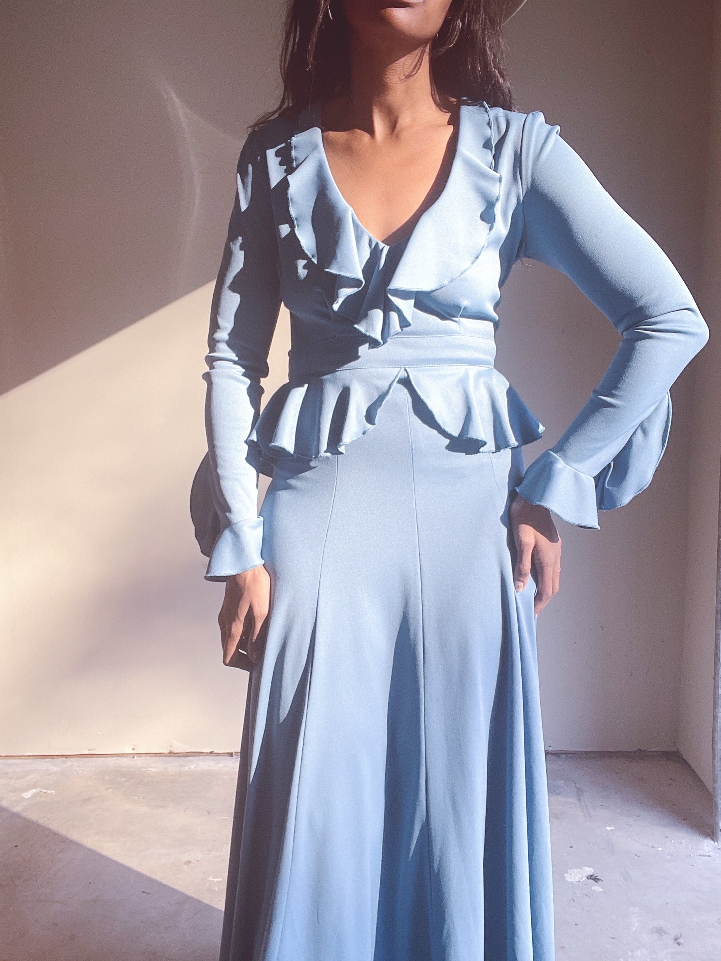 70s Ruffle Maxi Dress