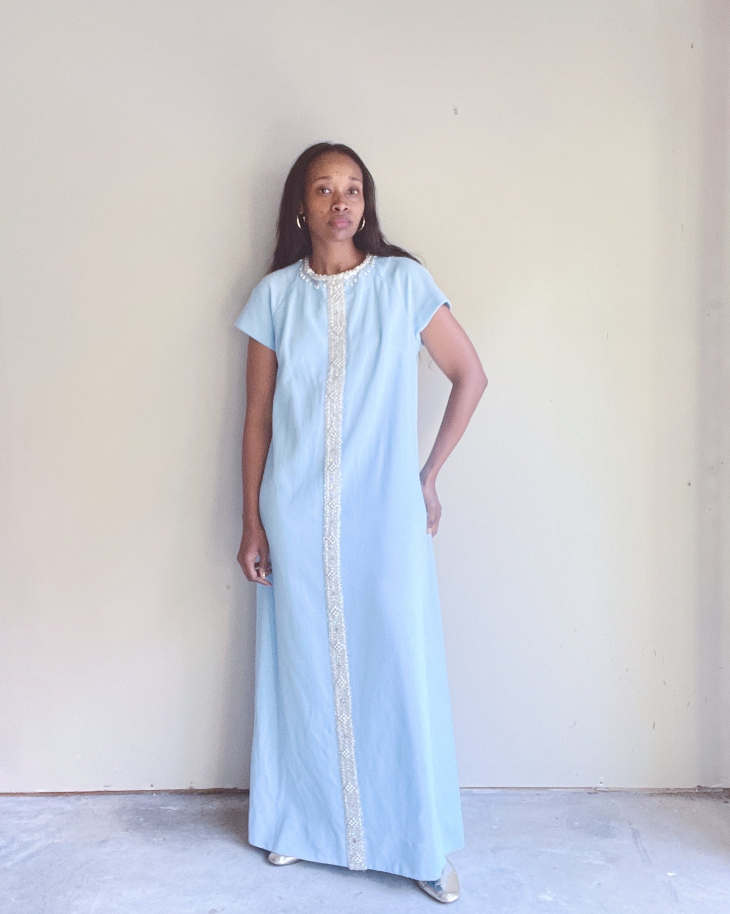 Powder Blue 60s Maxi Dress