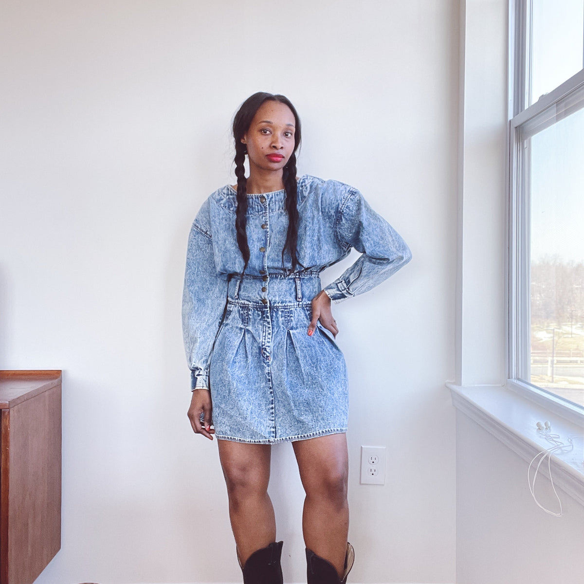 80s Denim Mini Dress – Seventh Row