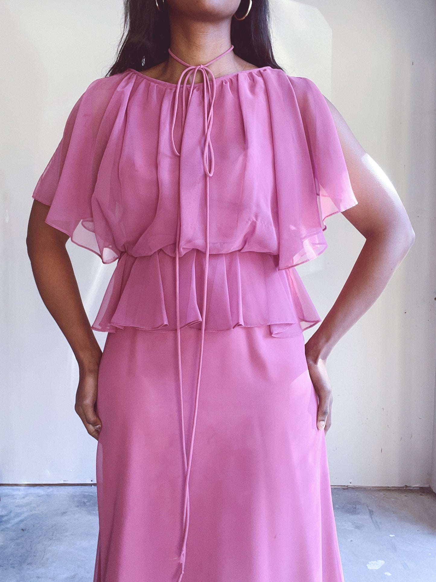 Romantic Ruffle Mauve Vintage Dress