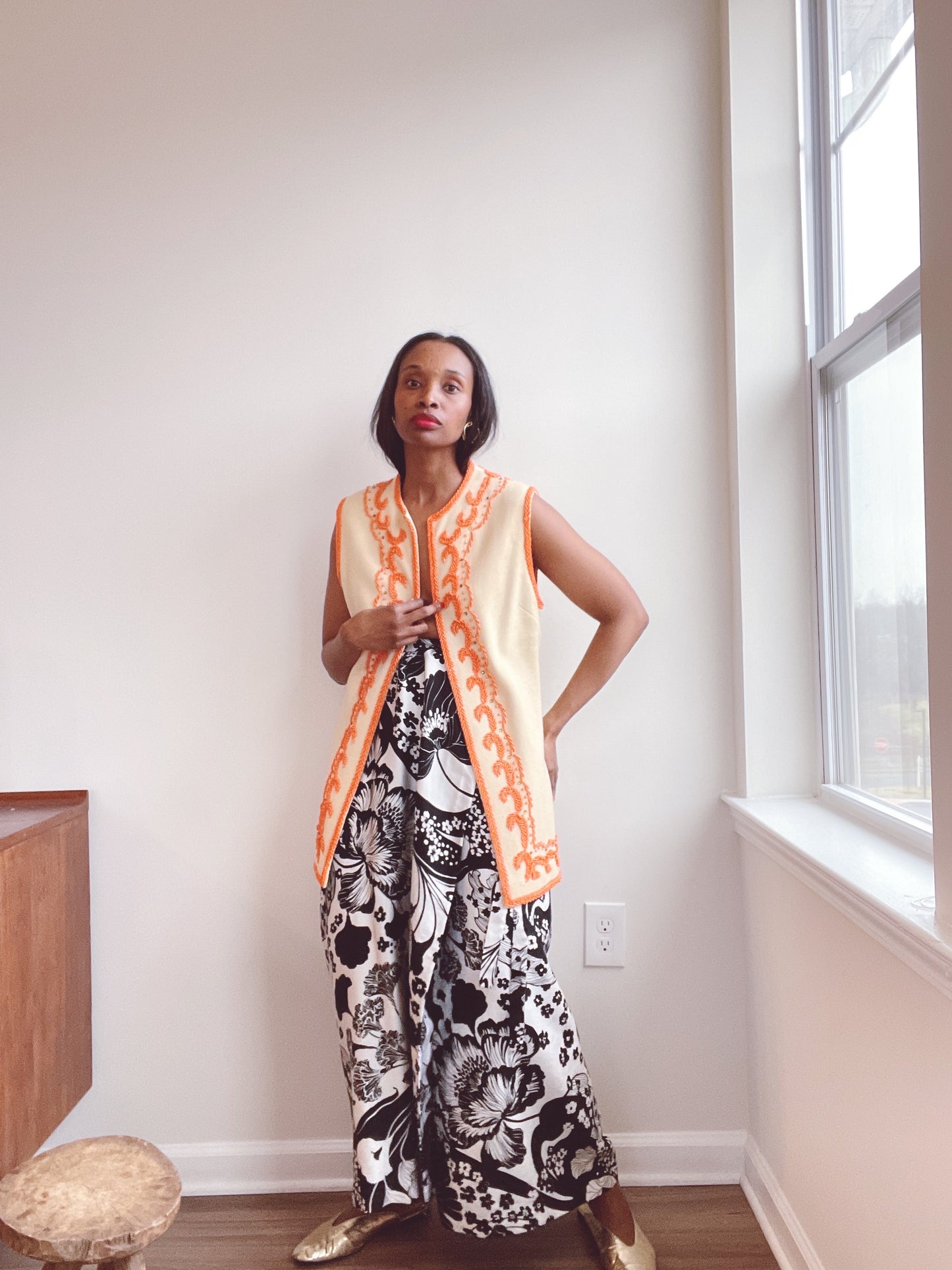 60s Monochrome Psychedelic Wrap Skirt