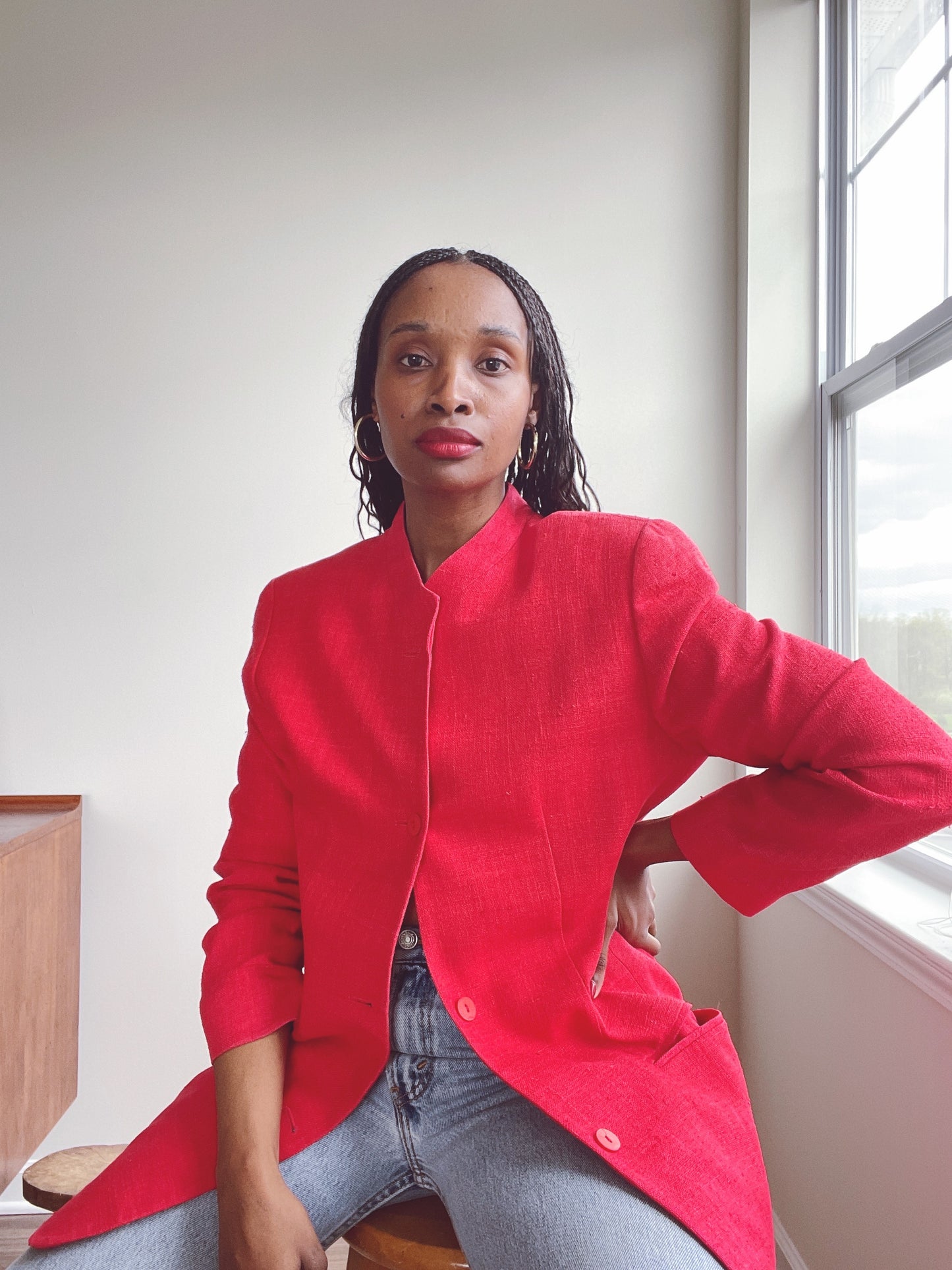 Raw Silk Hand Woven Vintage Blazer Jacket