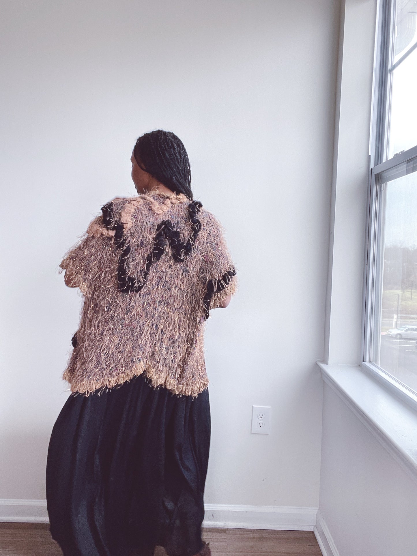 Knit Shaggy Duster Cardigan Sweater