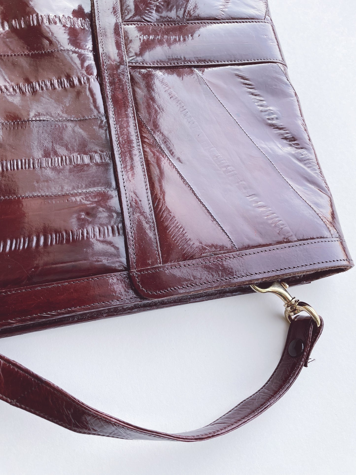 Vintage Oxblood Merlot Eel Clutch Purse